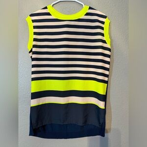 Ted Baker Navy Knit Top with Neon Trim